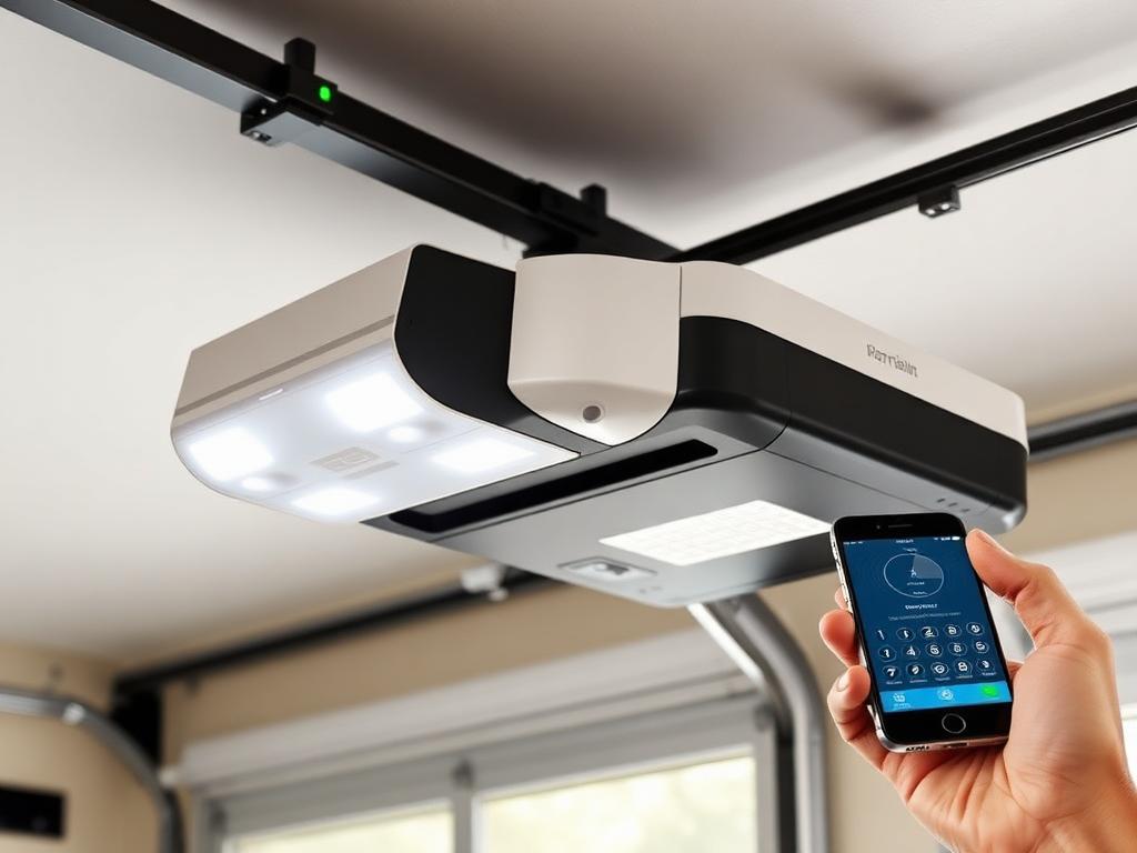 Modern smart garage door opener with WiFi connectivity and smartphone app control