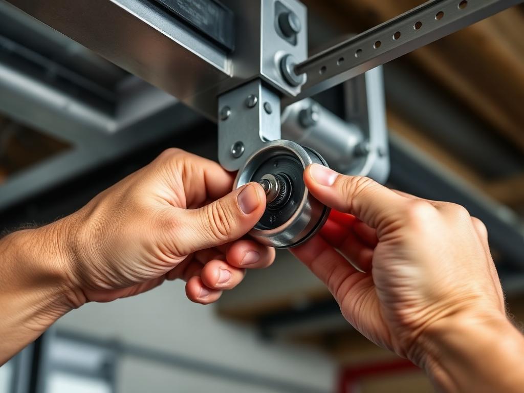 Professional garage door roller replacement showing quality workmanship